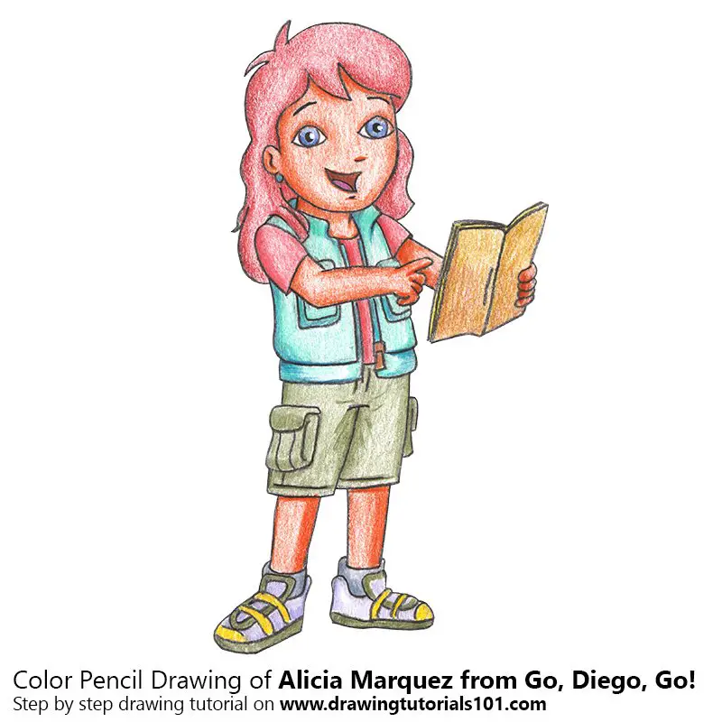 Alicia Marquez from Go, Diego, Go! Colored Pencils - Drawing Alicia Marquez  from Go, Diego, Go! with Color Pencils : 