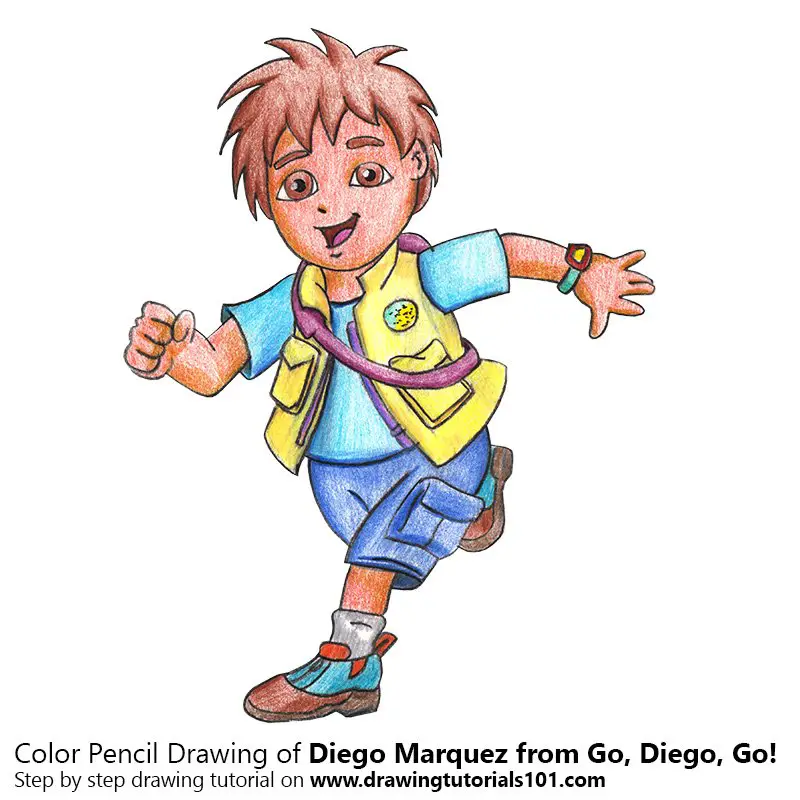 Diego Marquez from Go, Diego, Go! Colored Pencils - Drawing Diego Marquez  from Go, Diego, Go! with Color Pencils : 