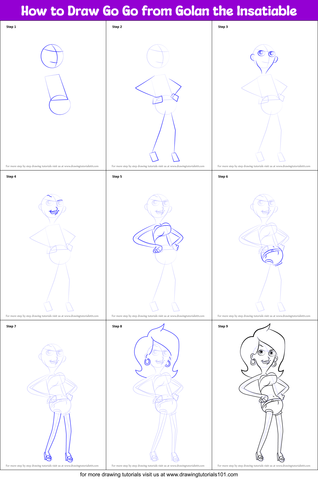 How to Draw Go Go from Golan the Insatiable printable step by step ...