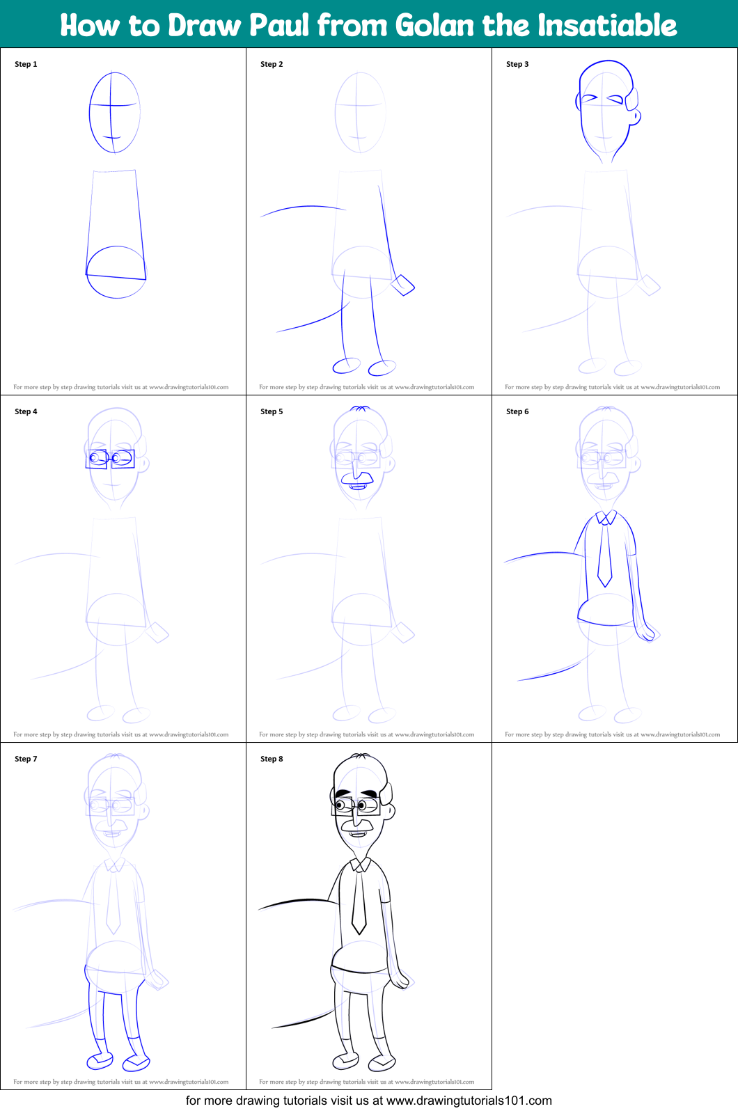 How To Draw Paul From Golan The Insatiable Printable Step By Step 