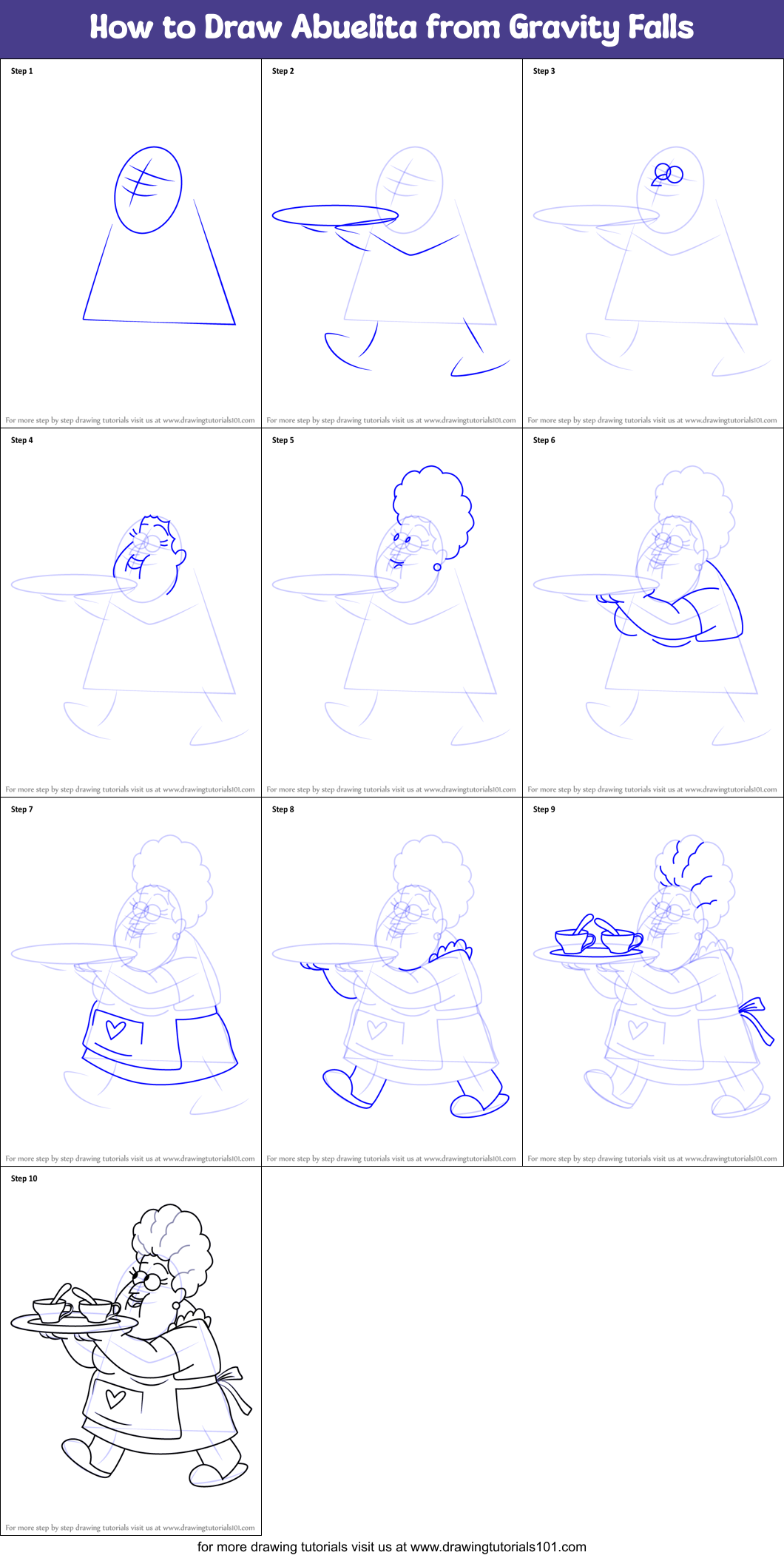 How to Draw Abuelita from Gravity Falls printable step by step drawing ...