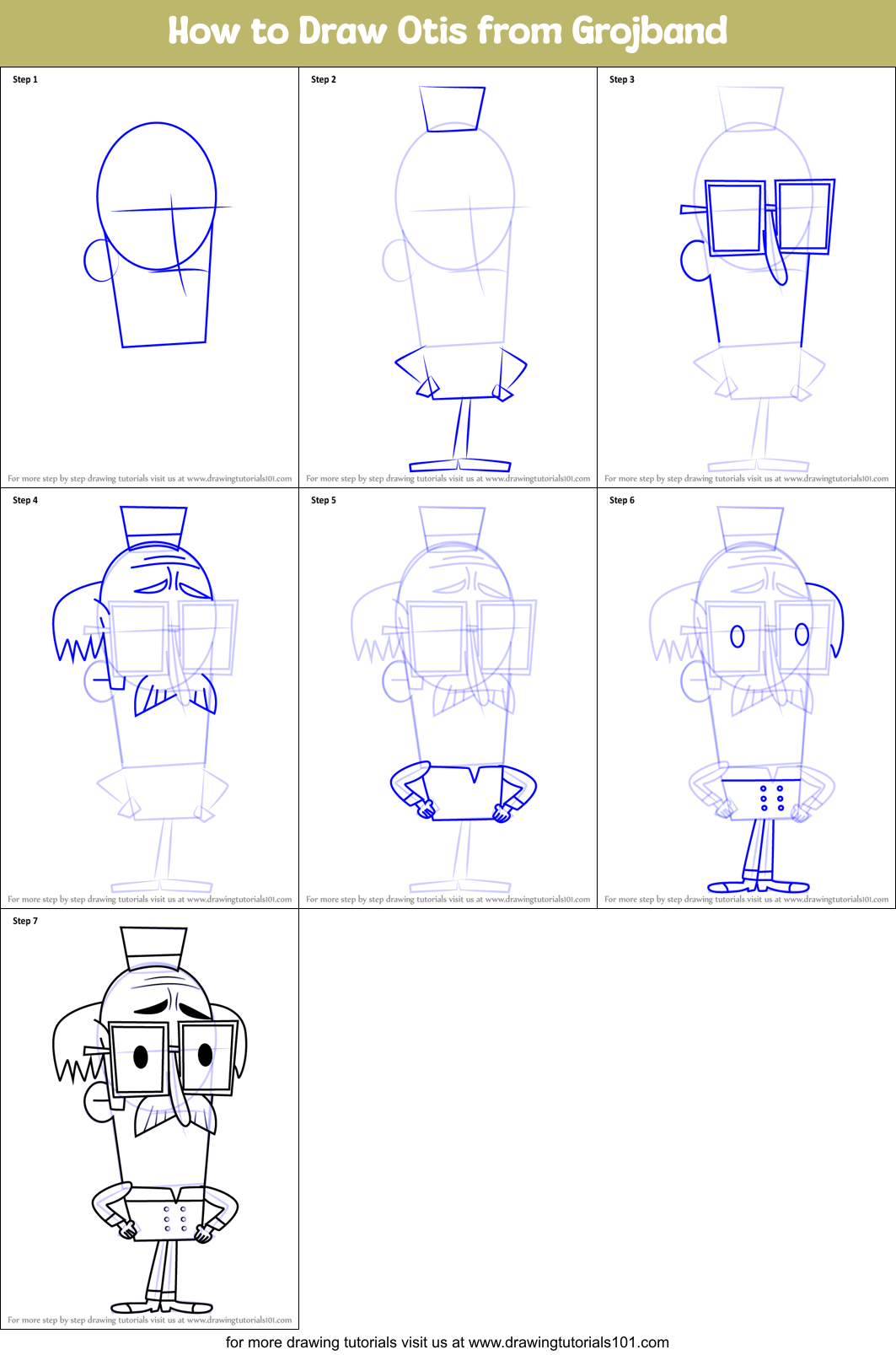 How to Draw Otis from Grojband printable step by step drawing sheet ...