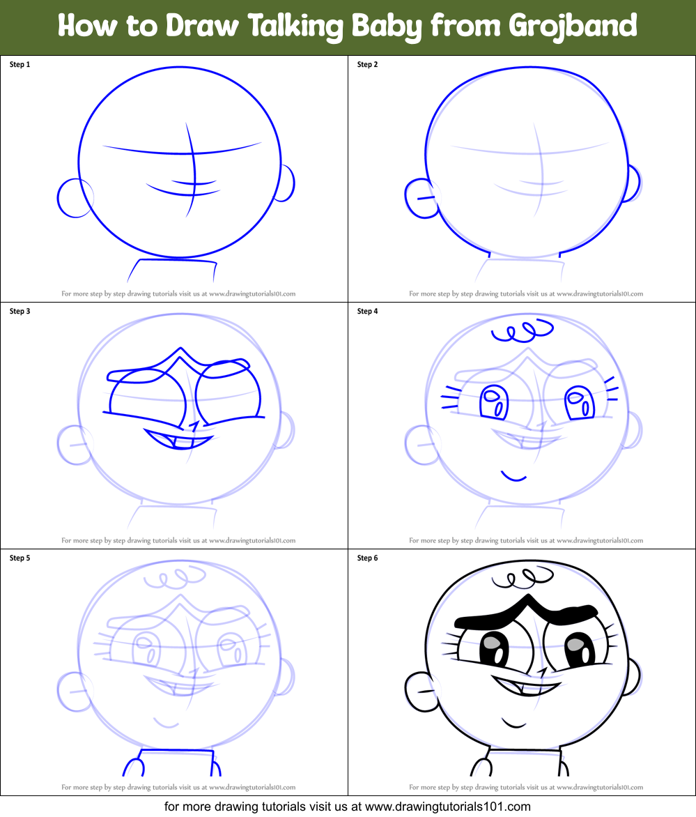 How to Draw Talking Baby from Grojband printable step by step drawing ...