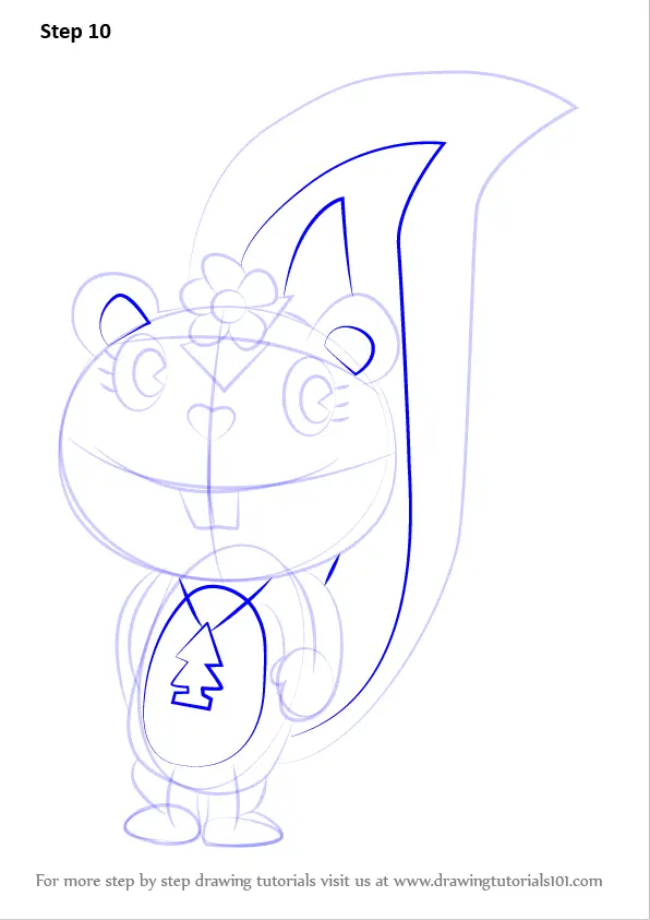 Step by Step How to Draw Petunia from Happy Tree Friends