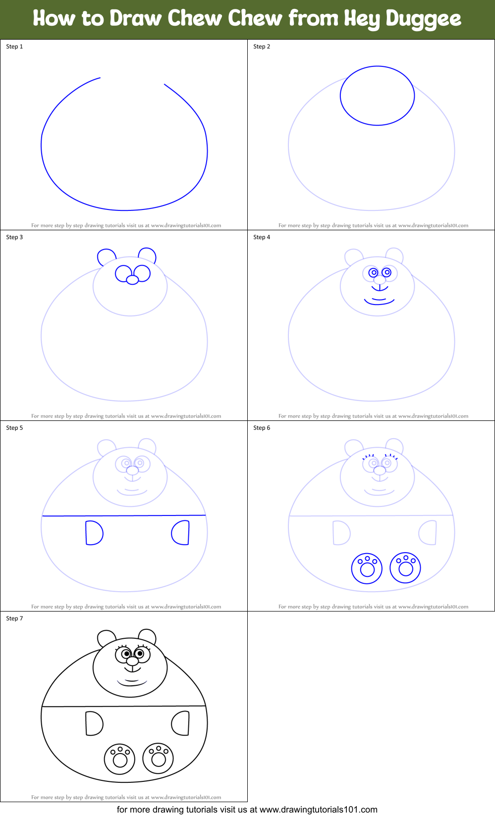 How to Draw Chew Chew from Hey Duggee printable step by step drawing ...