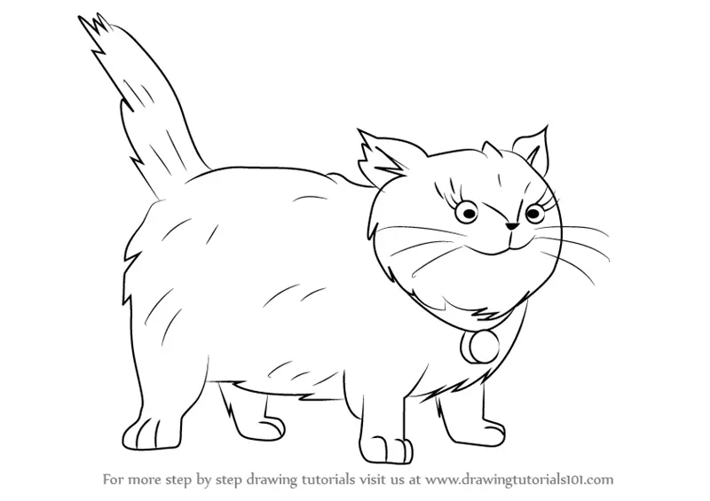 Step by Step How to Draw Fluffy the Cat from Horrid Henry