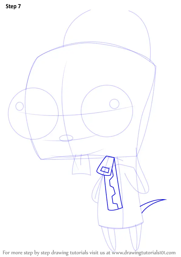 Step by Step How to Draw GIR from Invader Zim : DrawingTutorials101.com