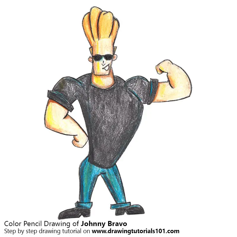 Johnny Bravo Color Pencil Drawing