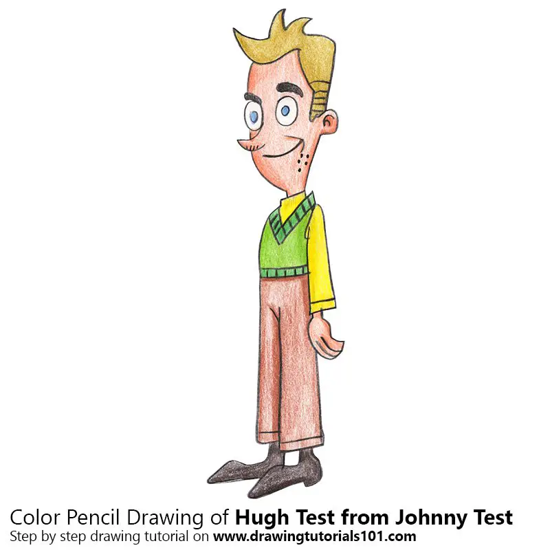 Hugh Test from Johnny Test Color Pencil Drawing