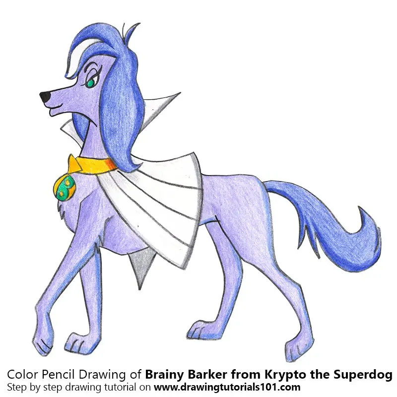 Brainy Barker from Krypto the Superdog Color Pencil Drawing