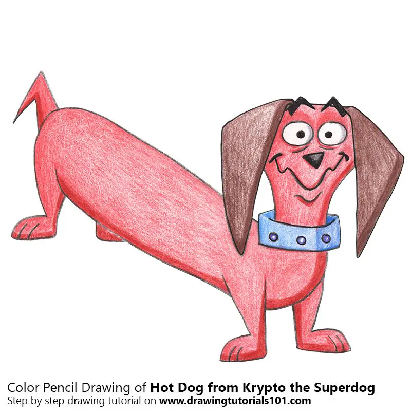 Hot Dog from Krypto the Superdog Color Pencil Drawing