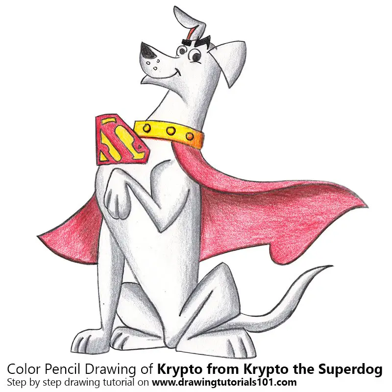 Krypto from Krypto the Superdog Color Pencil Drawing