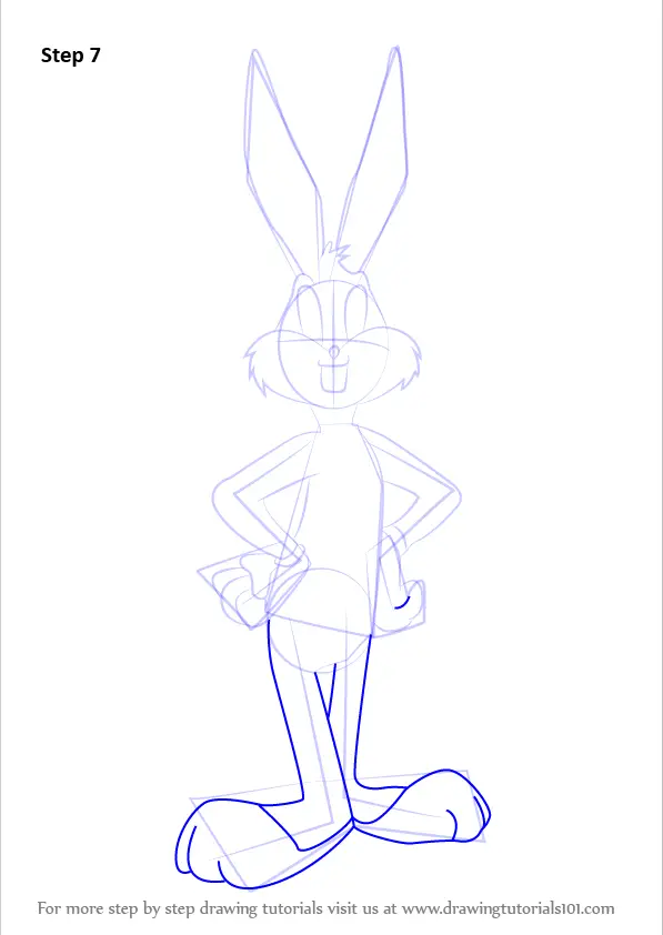 Step by Step How to Draw Bugs Bunny from Looney Tunes