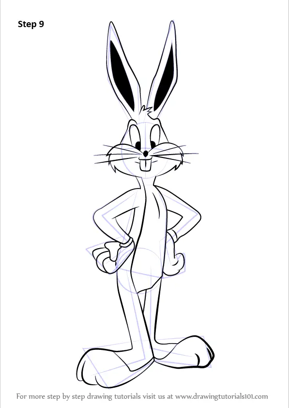 Learn How To Draw Bugs Bunny From Looney Tunes Looney Tunes Step By Step Drawing Tutorials