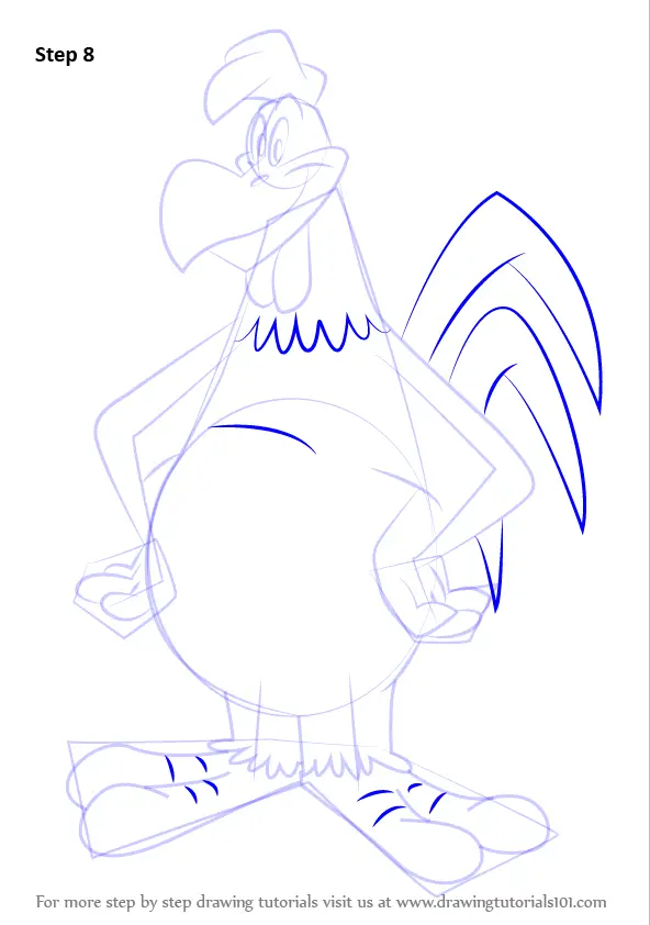 Step by Step How to Draw Foghorn Leghorn from Looney Tunes