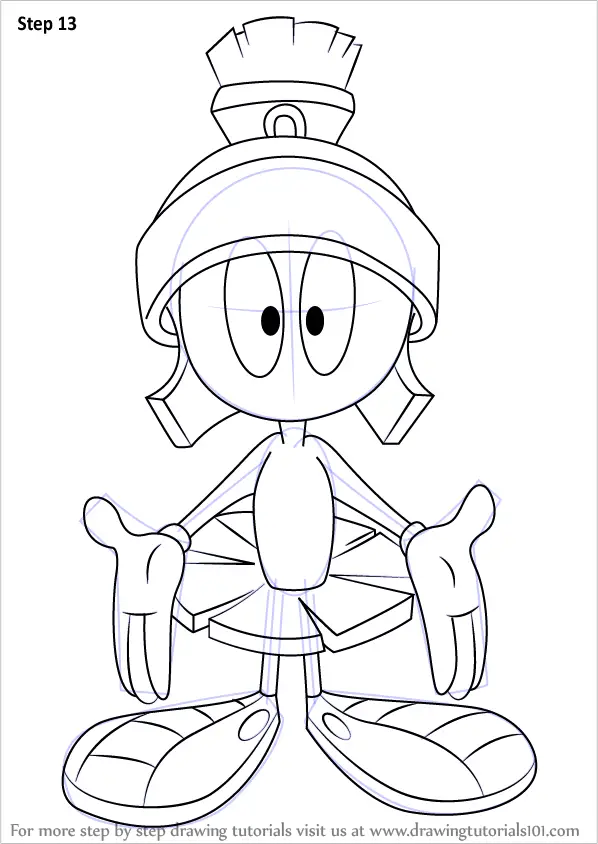 Step by Step How to Draw Marvin the Martian from Looney Tunes