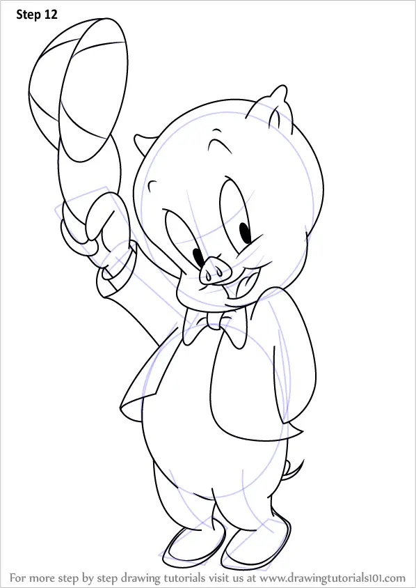 Learn How to Draw Porky Pig from Looney Tunes (Looney Tunes) Step by