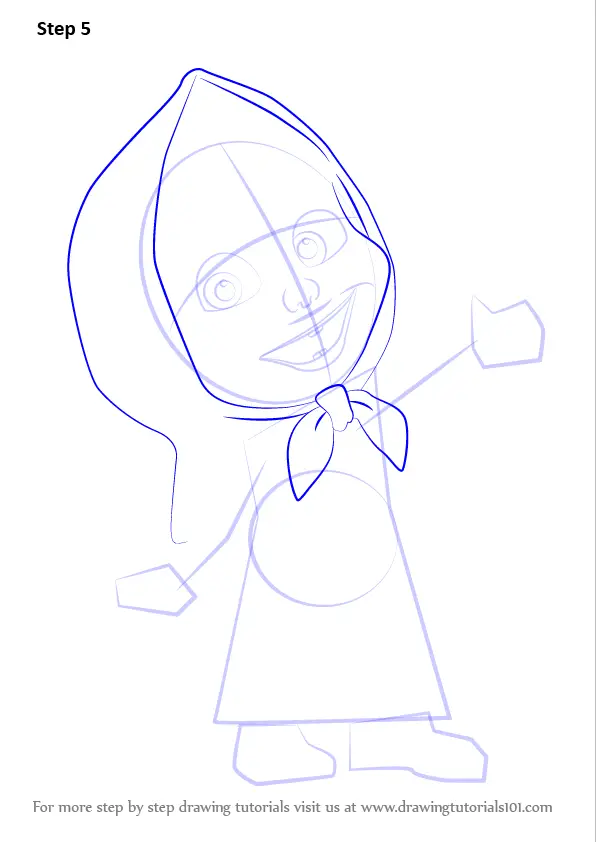 Step by Step How to Draw Masha from Masha and the Bear ...