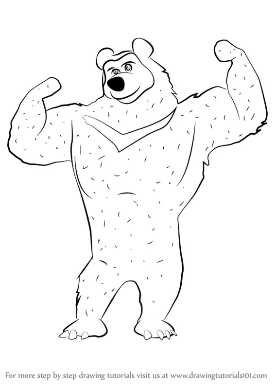 Learn How to Draw The Black Bear from Masha and the Bear (Masha and the  Bear) Step by Step : Drawing Tutorials