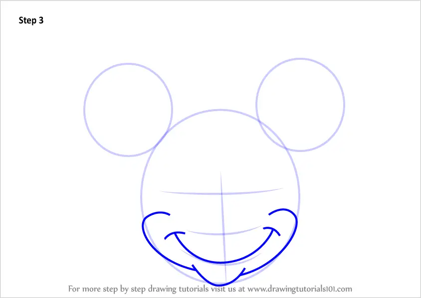 how to draw mickey mouse head step by step