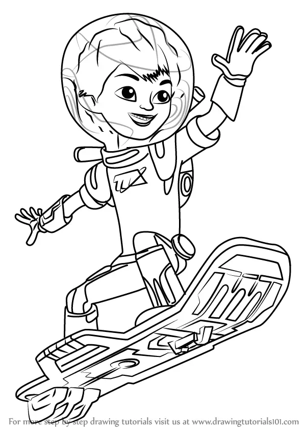 Step by Step How to Draw Miles Callisto from Miles from Tomorrowland ...