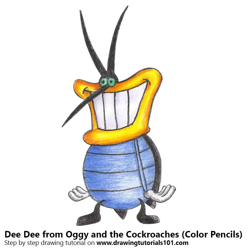 Dee Dee from Oggy and the Cockroaches Color Pencil Drawing
