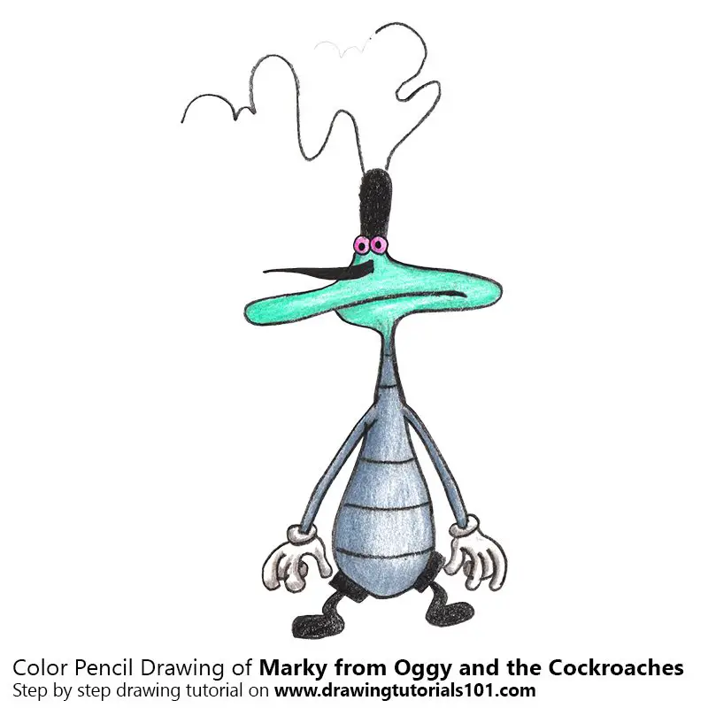 Marky from Oggy and the Cockroaches Color Pencil Drawing