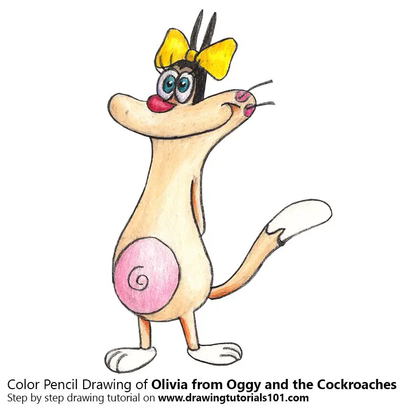 Olivia from Oggy and the Cockroaches Colored Pencils - Drawing Olivia from  Oggy and the Cockroaches with Color Pencils : 