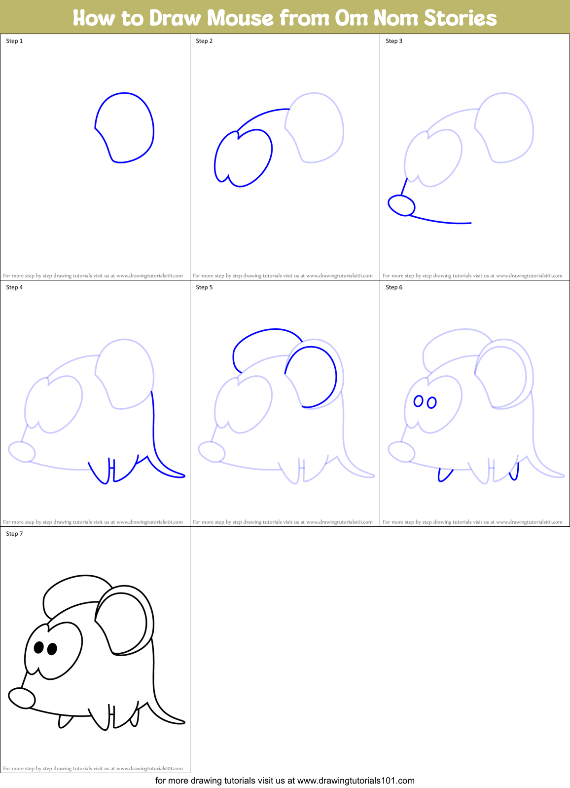 How to Draw Mouse from Om Nom Stories printable step by step drawing ...