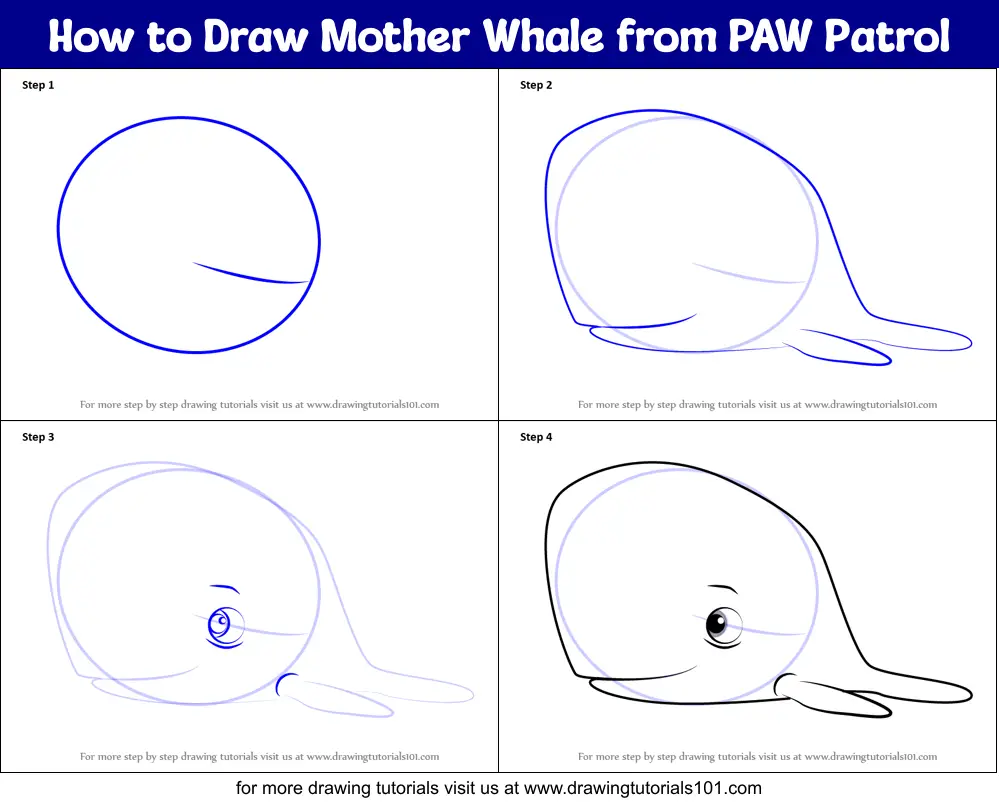 How to Draw Mother Whale from PAW Patrol printable step by step drawing ...