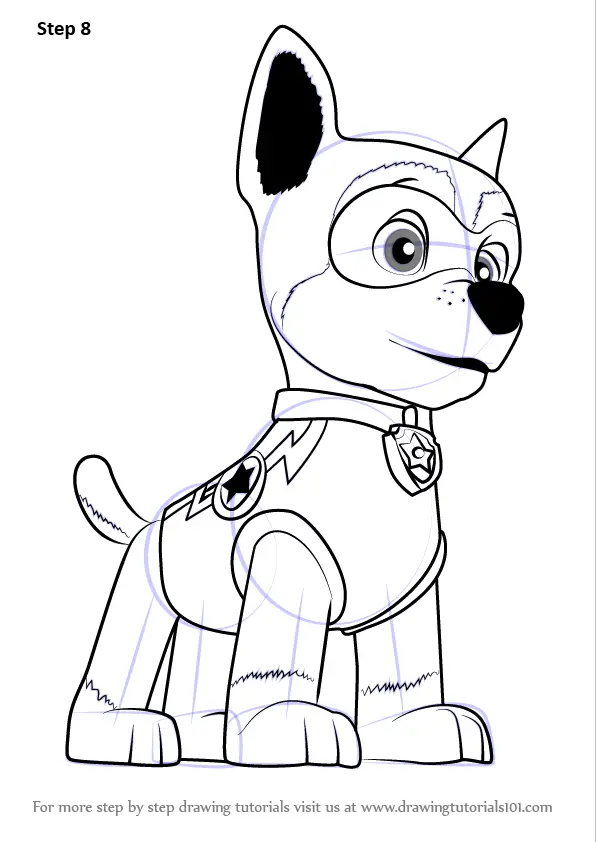 Learn How to Draw Super Chase from PAW Patrol (PAW Patrol) Step by Step