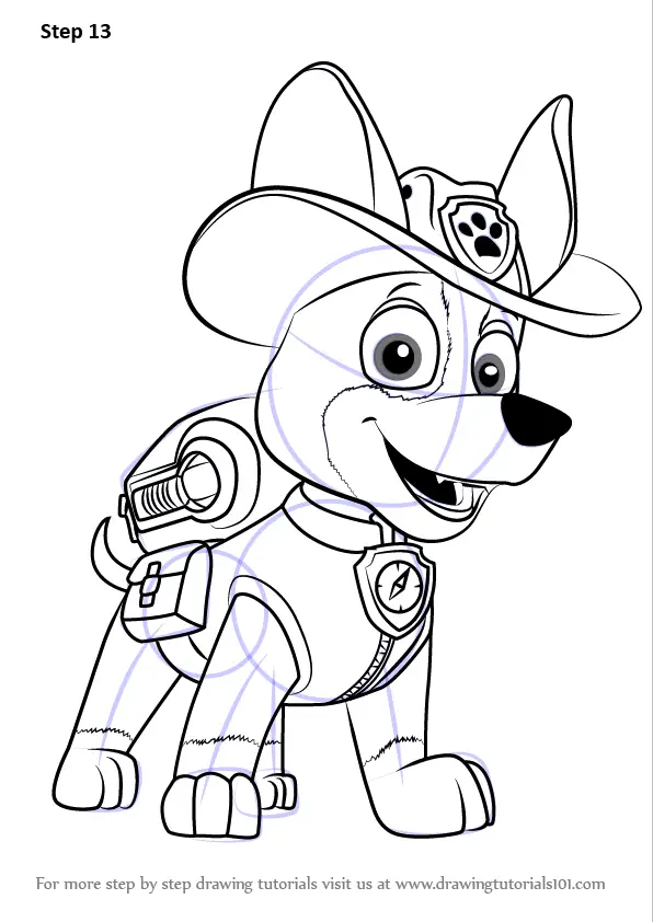 Step by Step How to Draw Tracker from PAW Patrol