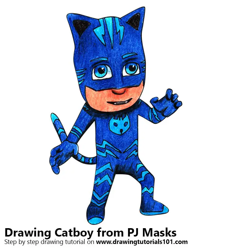 Catboy from PJ Masks Color Pencil Drawing