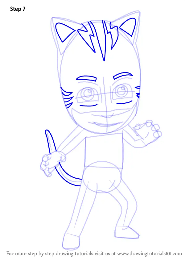 Step by Step How to Draw Catboy from PJ Masks
