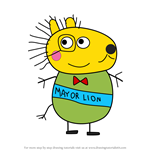 How to Draw Mayor Lion from Peppa Pig