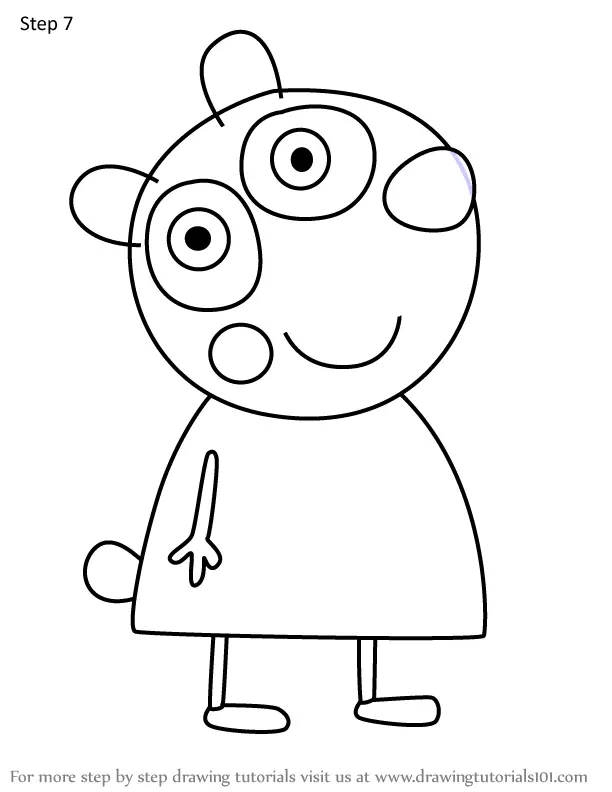 Step by Step How to Draw Mrs. Panda from Peppa Pig ...