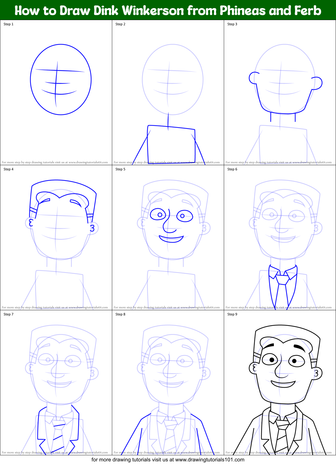 How to Draw Dink Winkerson from Phineas and Ferb printable step by step ...