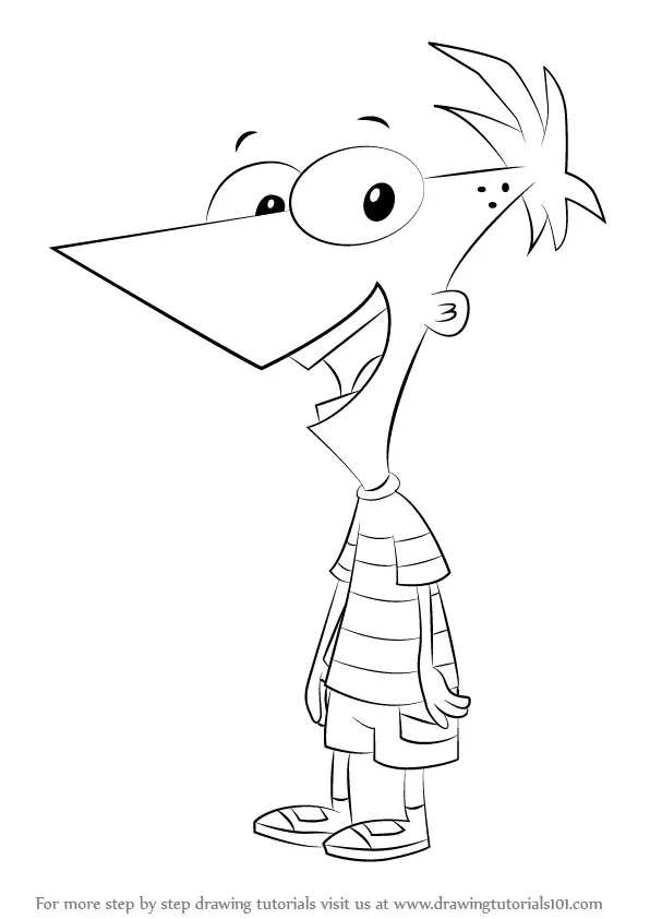 Learn How to Draw Phineas Flynn from Phineas and Ferb (Phineas and Ferb