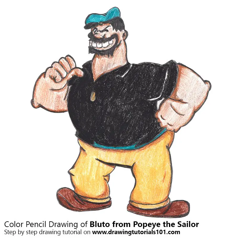 Bluto from Popeye the Sailor Color Pencil Drawing
