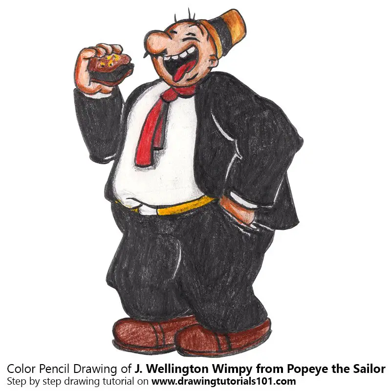 J. Wellington Wimpy from Popeye the Sailor Color Pencil Drawing