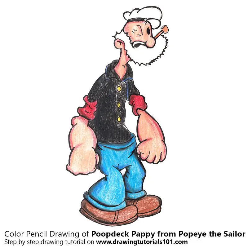 Poopdeck Pappy from Popeye the Sailor Color Pencil Drawing