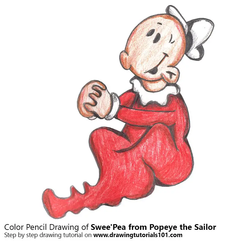 Swee'Pea from Popeye the Sailor Color Pencil Drawing