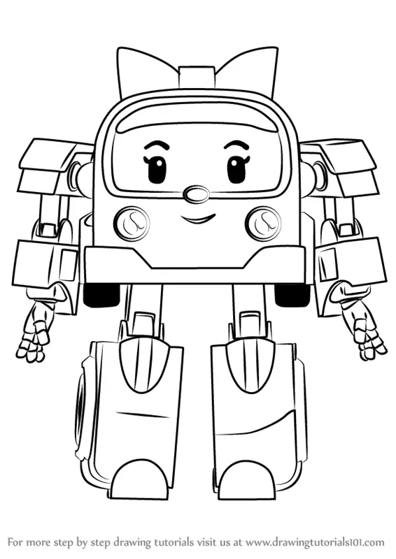 Learn How to Draw Amber from Robocar Poli (Robocar Poli) Step by Step