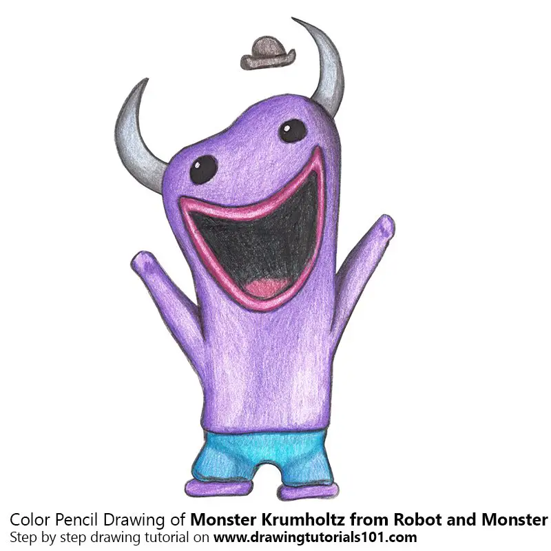 Monster Krumholtz from Robot and Monster Color Pencil Drawing