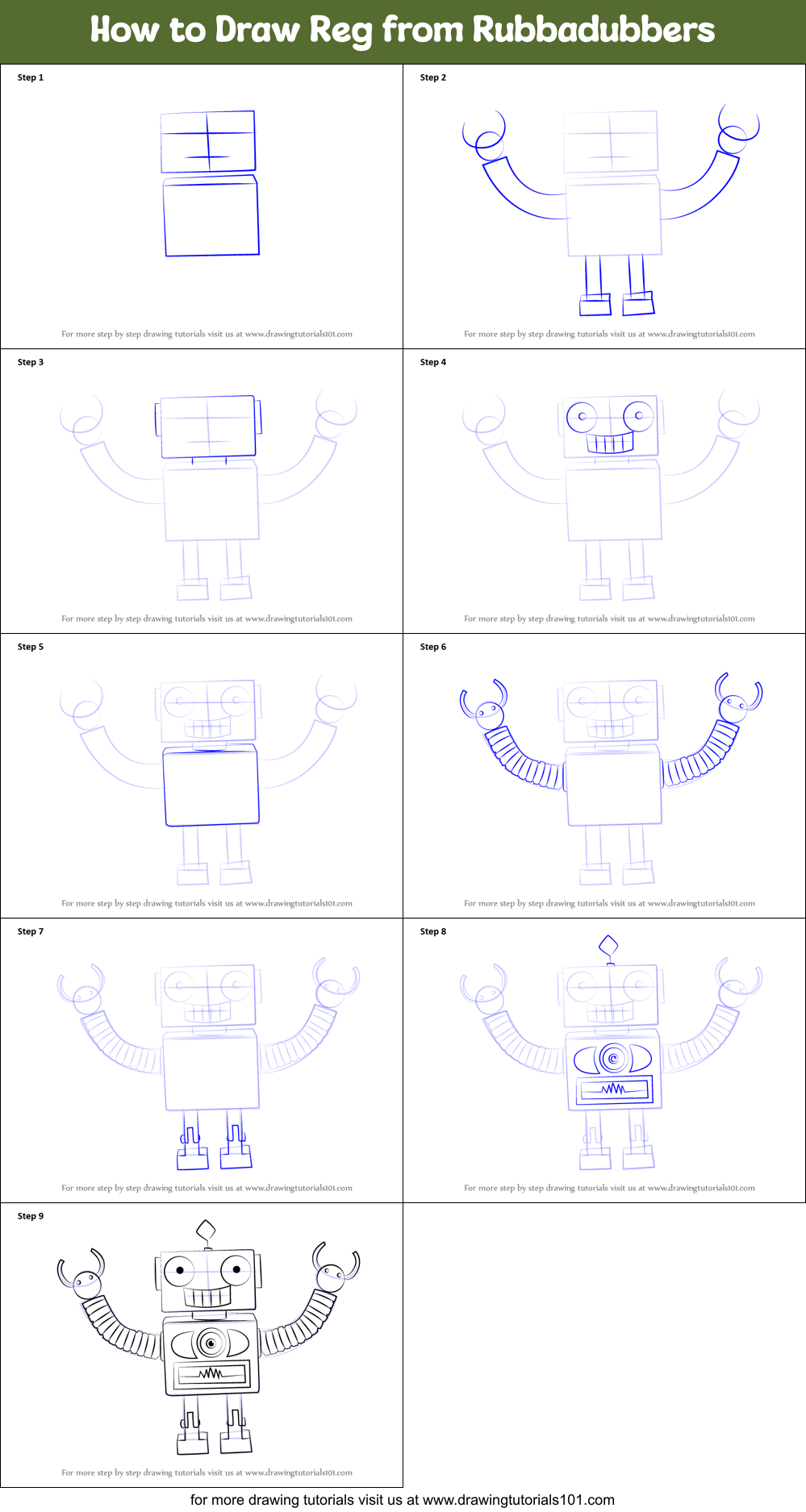 How to Draw Reg from Rubbadubbers printable step by step drawing sheet ...