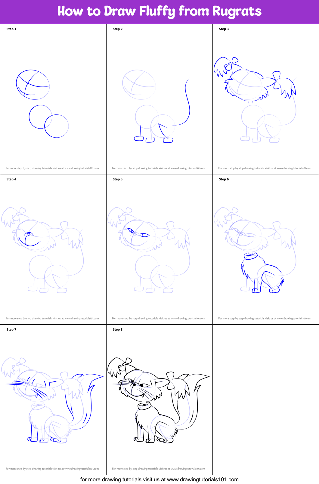 How to Draw Fluffy from Rugrats printable step by step drawing sheet ...