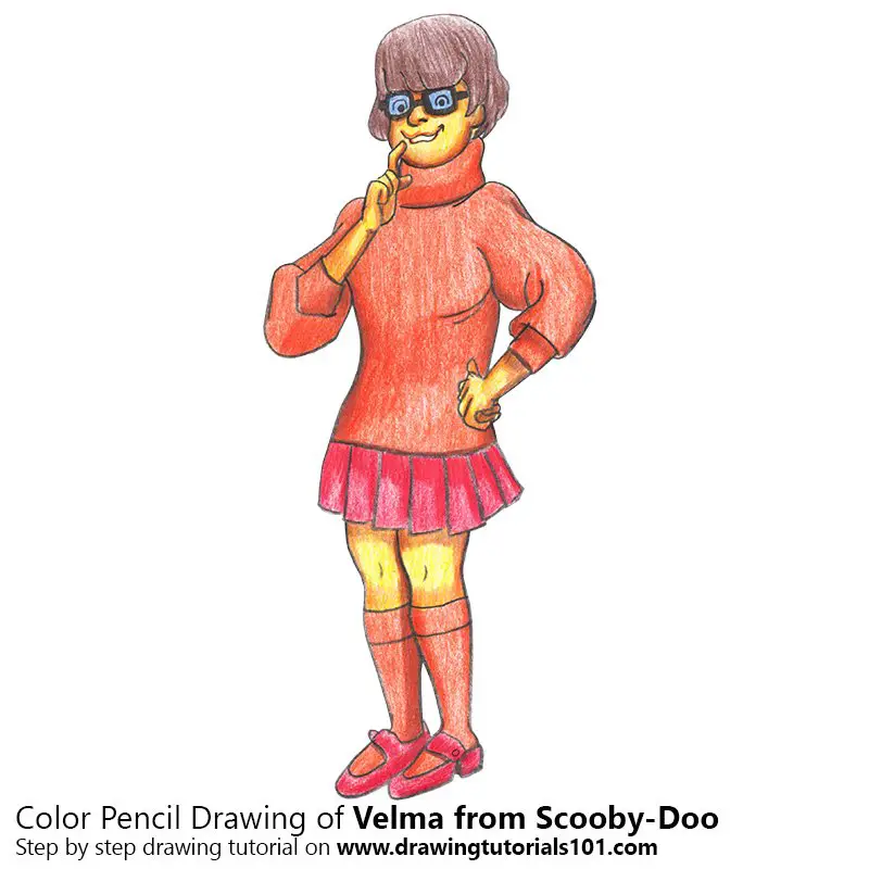 Velma from Scooby-Doo Color Pencil Drawing