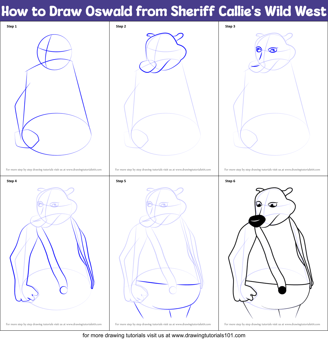 How to Draw Oswald from Sheriff Callie's Wild West printable step by ...