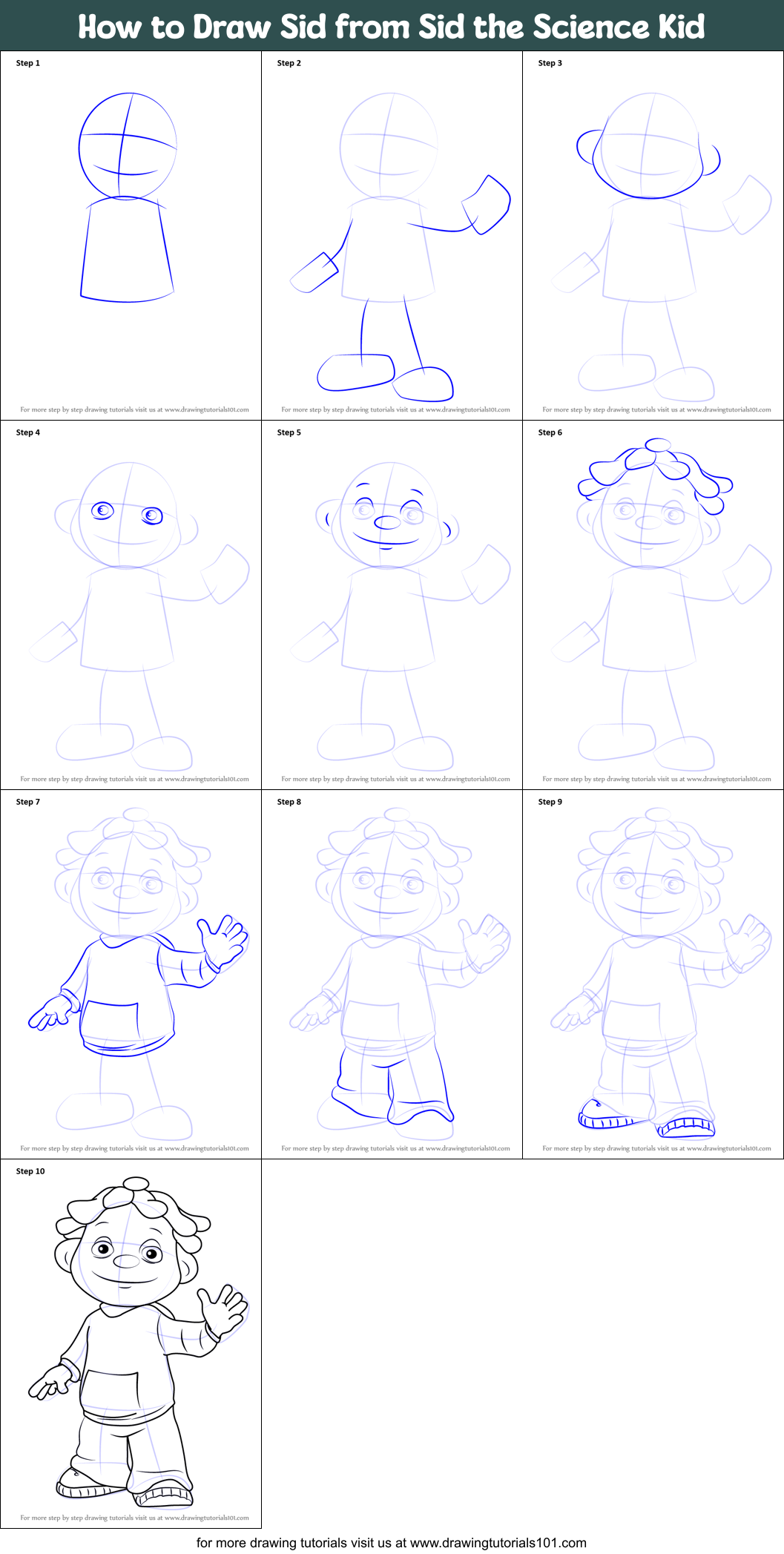 How to Draw Sid from Sid the Science Kid printable step by step drawing ...