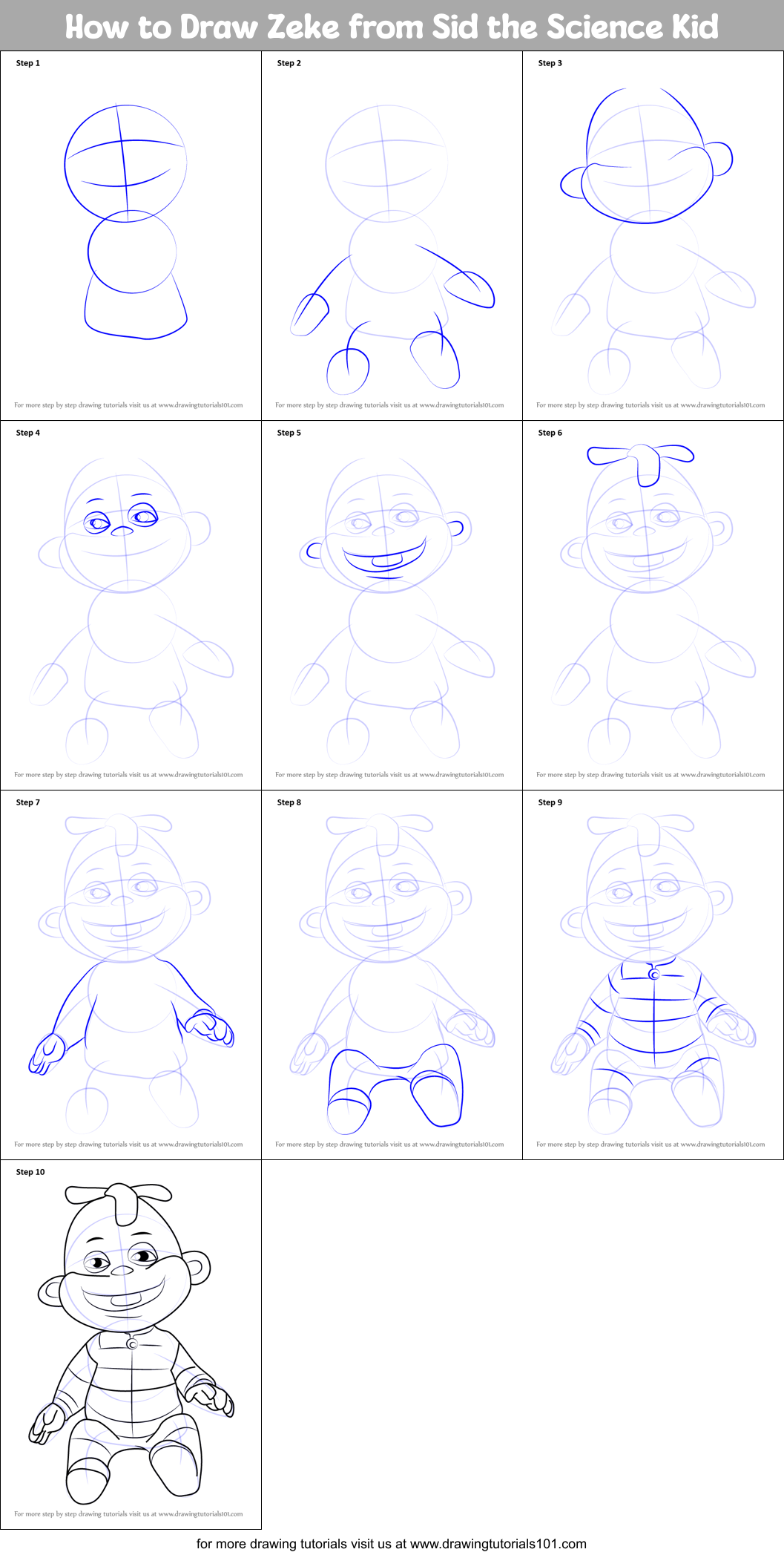 How to Draw Zeke from Sid the Science Kid printable step by step ...